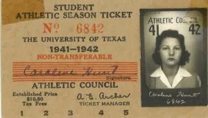 Student season ticket, University of Texas 1941-1942