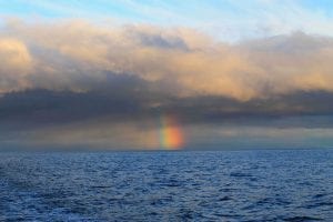 Rainbow seen from the deck of the Norseman II. 