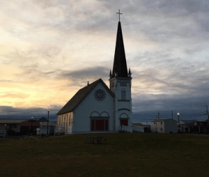 Old Saint Joseph's Church in Nome, AK at sunrise. One of the oldest buildings in Nome (1901) the church would light up at night in order to guide in wayward land travelers during the gold rush.