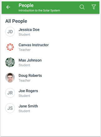 picture of the people page in the app Android
