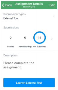 picture that shows the ability to open external tools in the student app