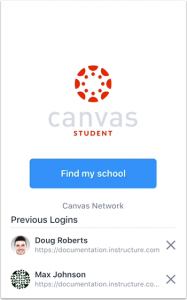 picture that shows new login page to student canvas app