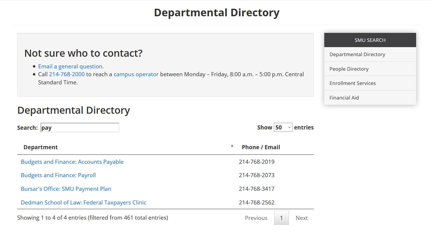 Example of Department Directory