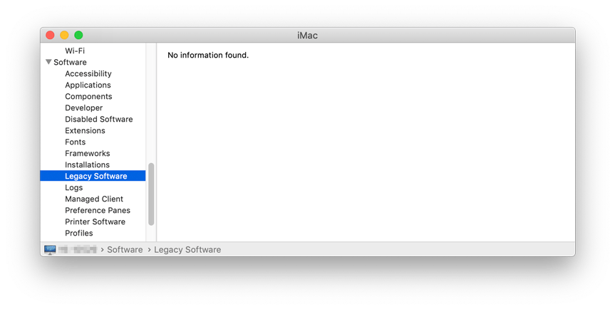 macOS Mojave SystemReport 64-bit