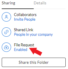 A screenshot of the File Request feature in Box.