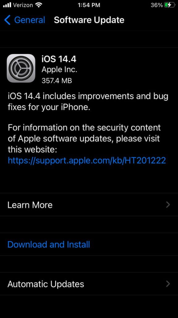 Software Update iOS 14.4