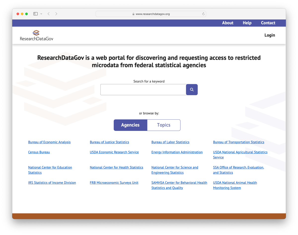 ResearchDataGov web portal