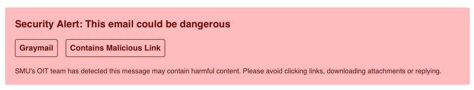 Screenshot of the 'Security Alert: This email could be dangerous' warning in Outlook 365.