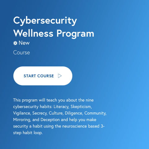 Cybersecurity Wellness Program course listing in the Vector Solutions LMS