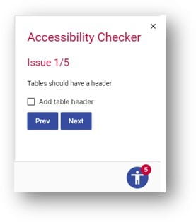 A screenshot of the beta Accessibility Checker in Simple Syllabus.