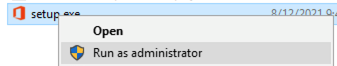 A screenshot of the Run as administrator option in Windows.