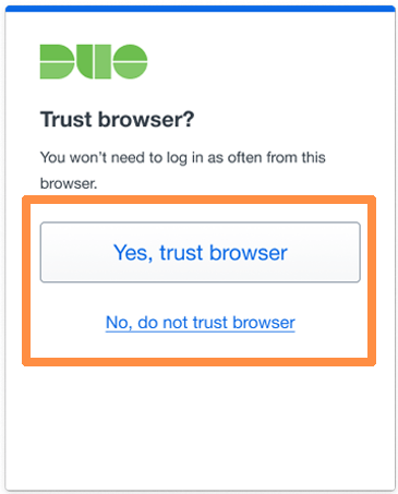 A screenshot of the Trust Device feature in Duo.