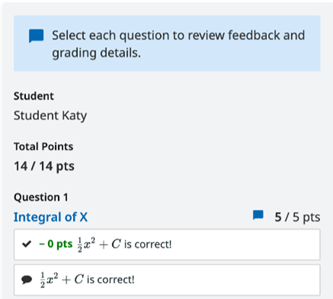 An example of the feedback indicator in Gradescope.