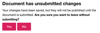 The unsubmitted changes warning in Simple Syllabus.