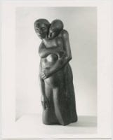 [Carved Wild Cherry Wood Sculpture, ''Conceived''], 1952 (artwork), 1962 (photograph), Bywaters Special Collections