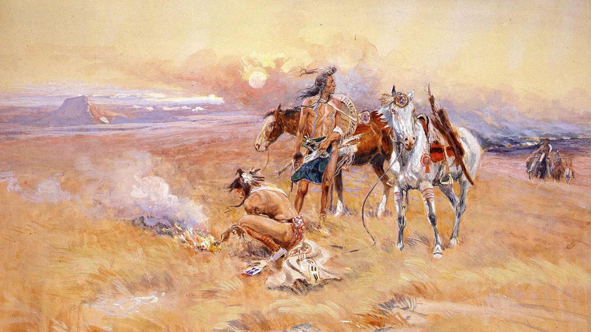 Blackfeet Burning Crow Buffalo Range, painting by Charles Marion Russell, 1905.