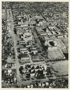 Ariel image of SMU campus circa 1968