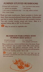 Pumpkin stuffed mushrooms; Mushroom porcupines with pumpkin see quills