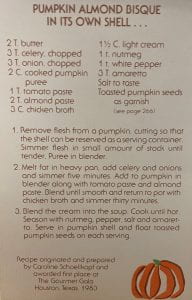 Recipe for Pumpkin Almond Bisque