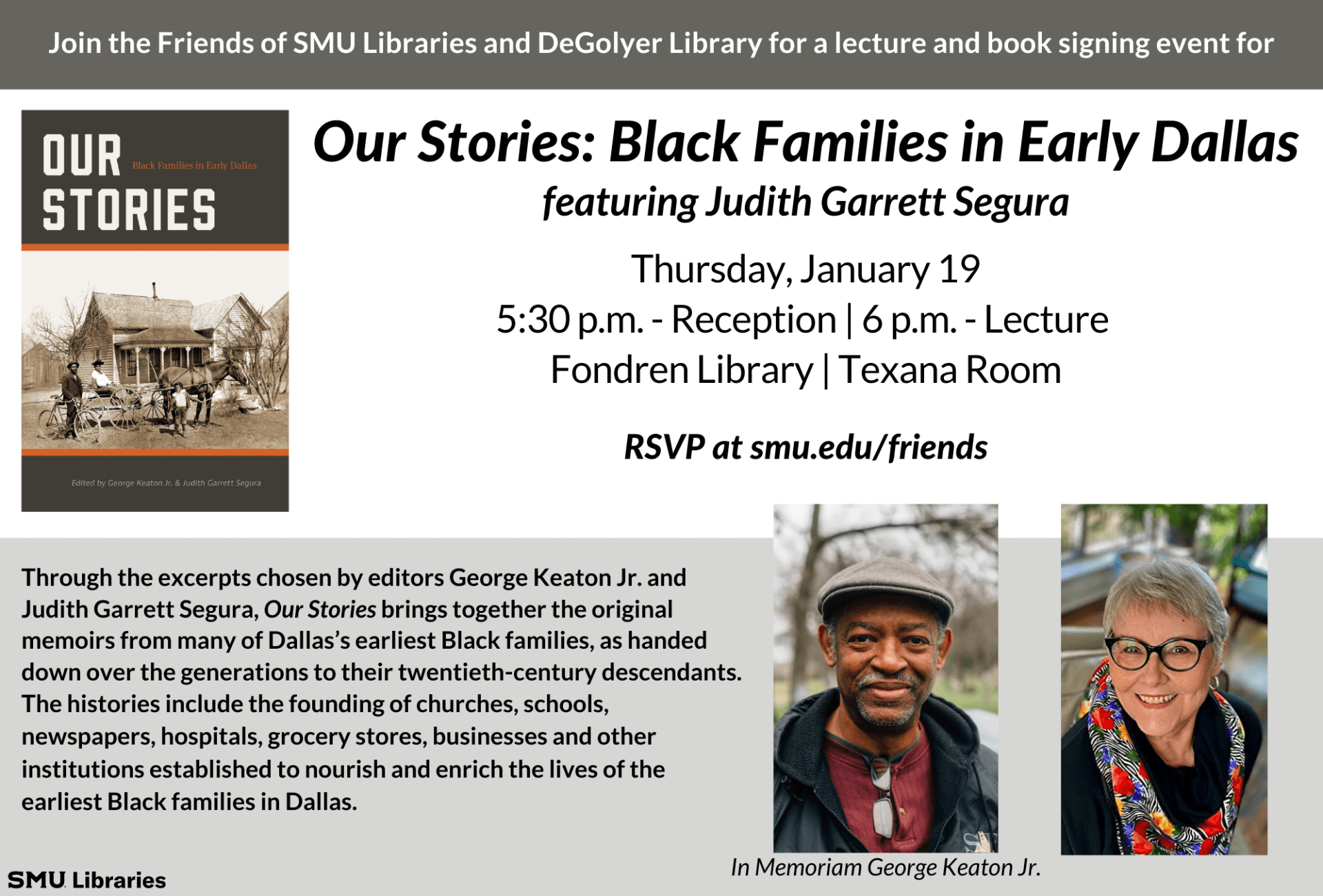 promotional flyer for exhibit: Our Stories: Black Families in Early Dallas