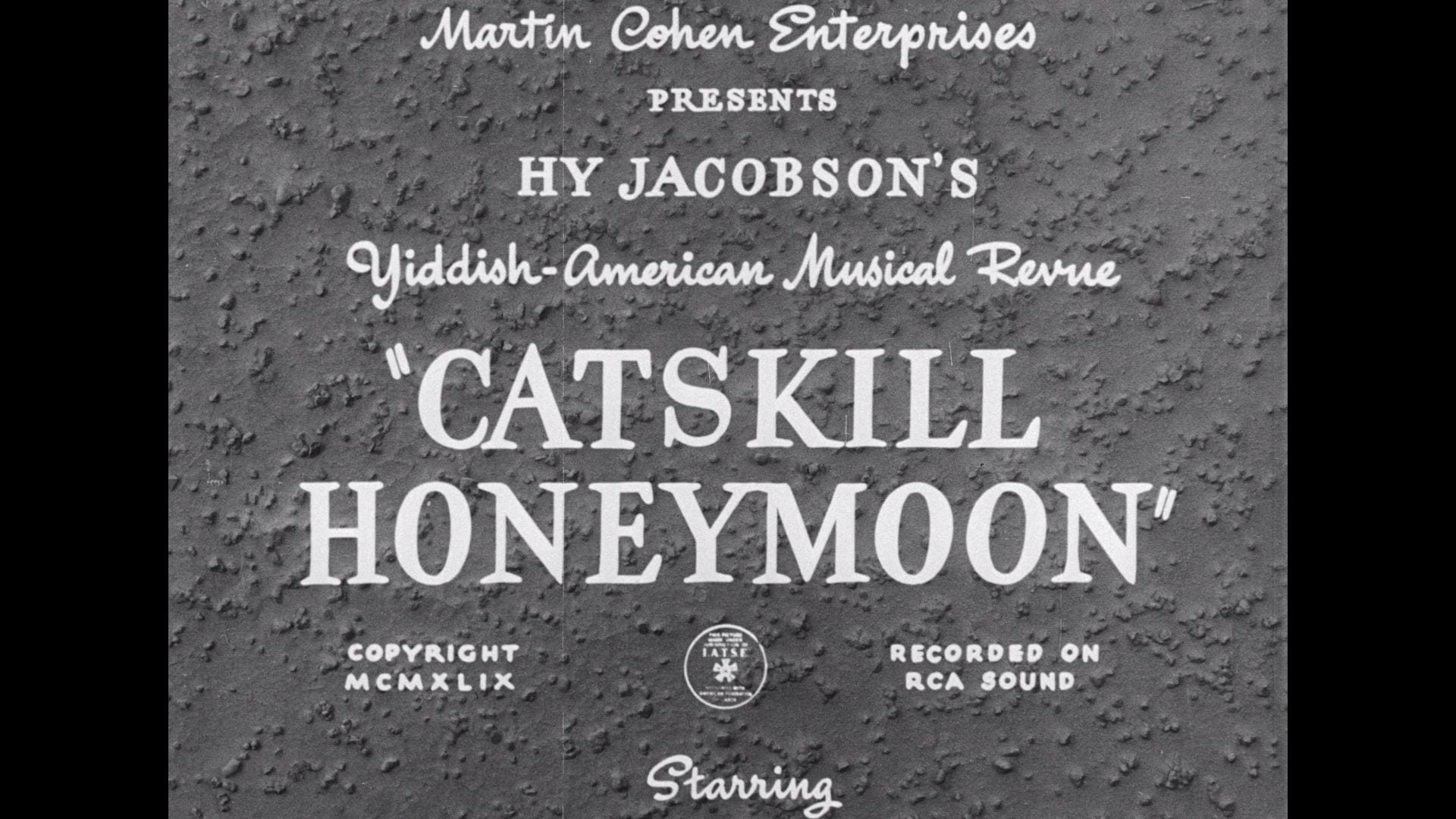 Title card for film, Catskill Honeymoon