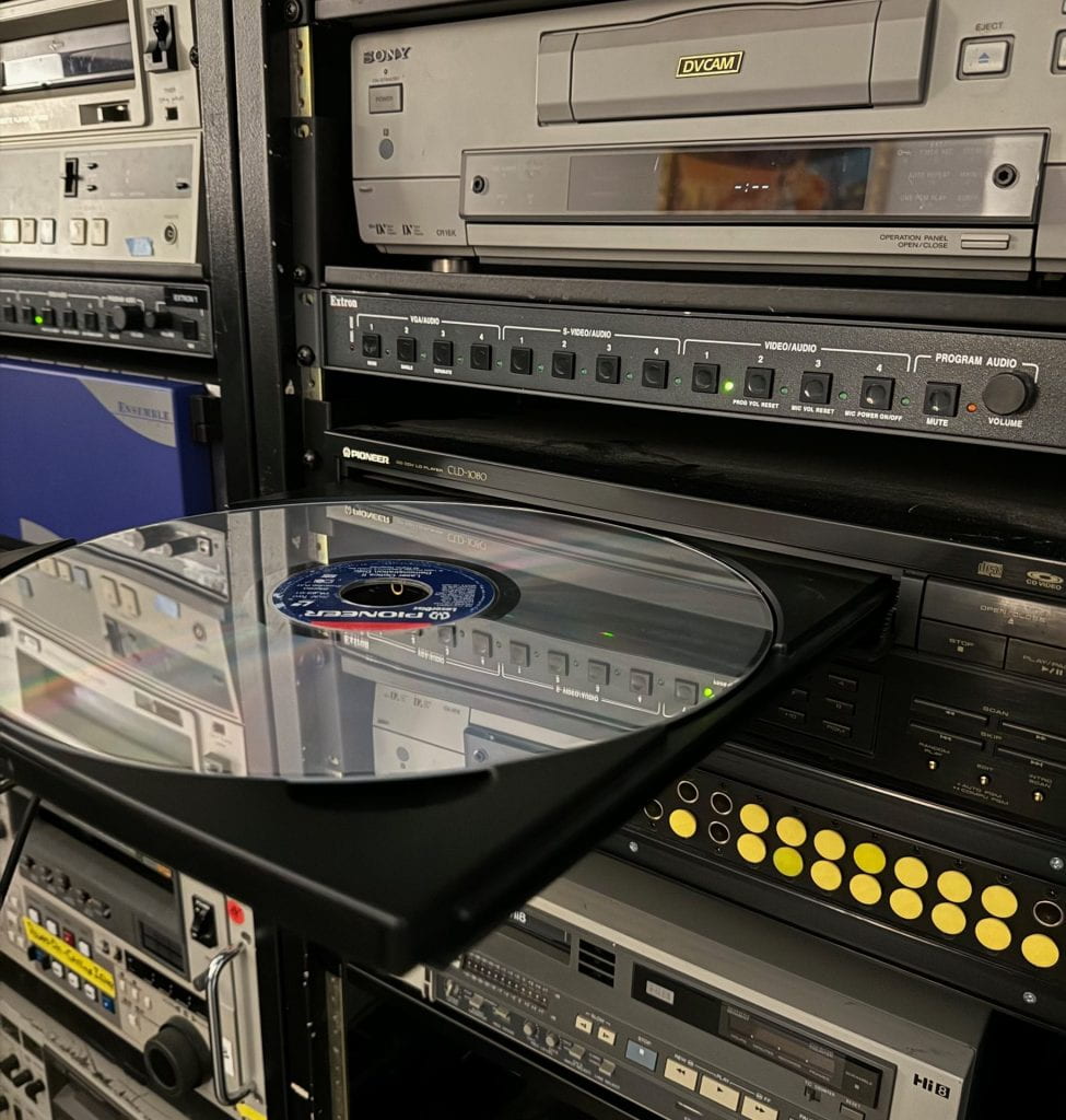 Image of laserdisc and laserdisc player