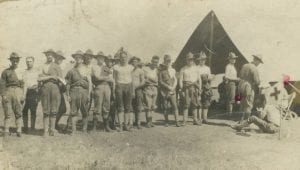 [Camp Mercedes Soldiers by Medical Tent During Spanish Flu Epidemic], ca. 1916, DeGolyer Library, SMU.
