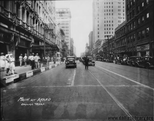 Looking east on Main from Akard, 1930