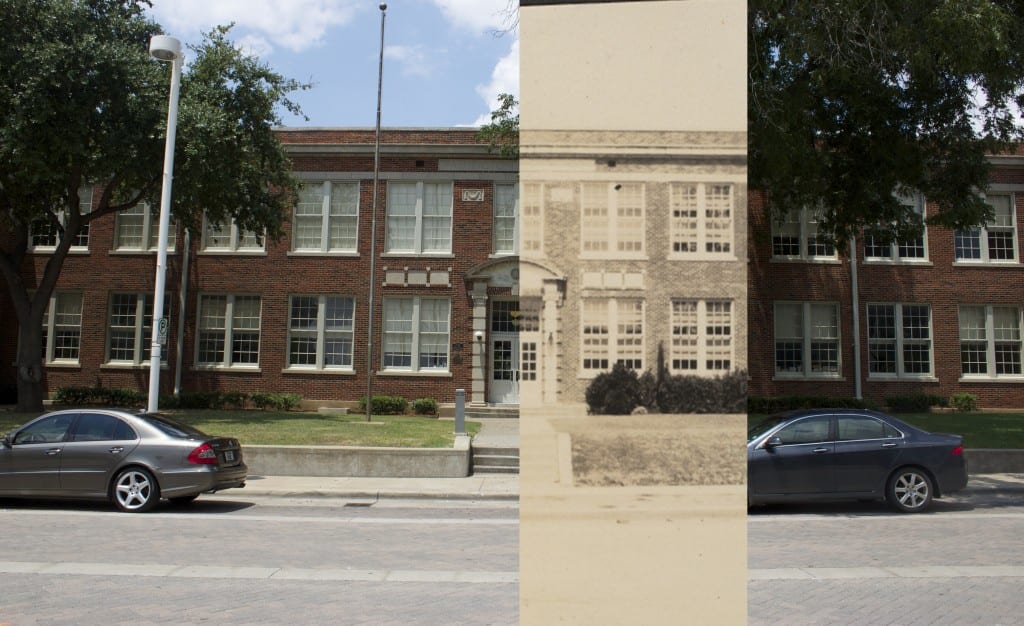 Booker T. Washington High School in 2015 overlaid with 1932 photograph.